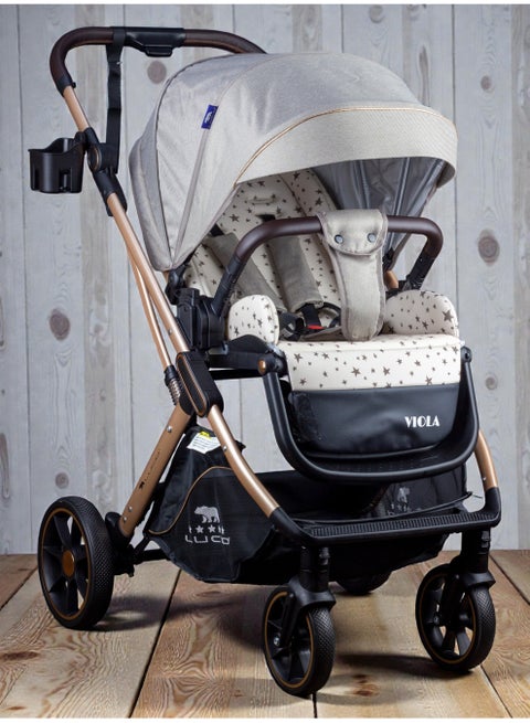 Luxury Baby Carrycot Stroller with High Density Lining from Lucid - Brown Model - VIOLA